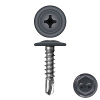 Саморез с прессшайбой сверло 4,2х19 графит  RAL7024