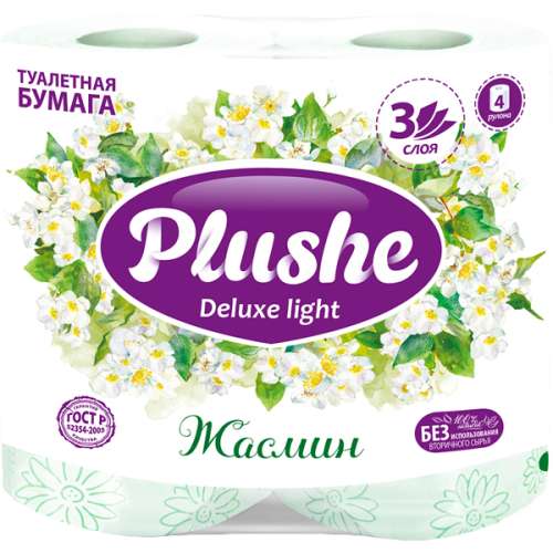 Бумага Туалетная PLUSHE Deluxe Light Жасмин 3-х сл. (4шт)