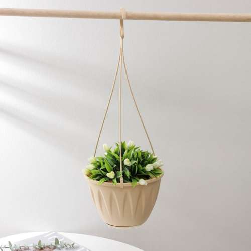 Кашпо подвесное Глория с поддоном 3,3л белое