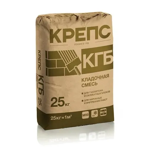 Кладочный состав Крепс КГБ зимний для газобетона и силикатных блоков 25кг