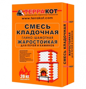 Смесь кладочная глино-шамотная 20 кг для каминов и печей Терракот один мешок на 48 кирпичей 
