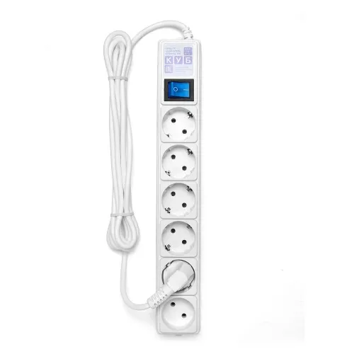 Сетевой фильтр 6*5м с з/к Power Cube 16А/3,5кВт (белый)