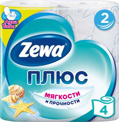 Бумага Туалетная 2-х сл. (4шт) ZEWA Плюс 