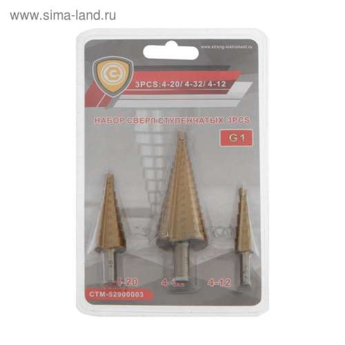Набор ступенчатых сверл 4-12, 4-20, 4-32 СТРОНГ 