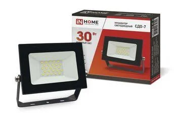 Прожектор светодиодный СДО-7 30Вт 230В 6500К IP65 черн. IN HOME