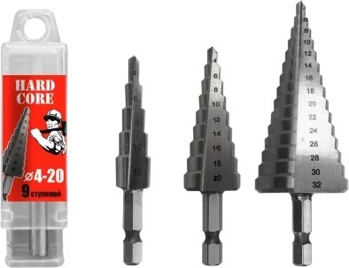 Сверло по металлу шаговое спиральное 4-32 мм (15 ступ.) "Hardcore" 144432