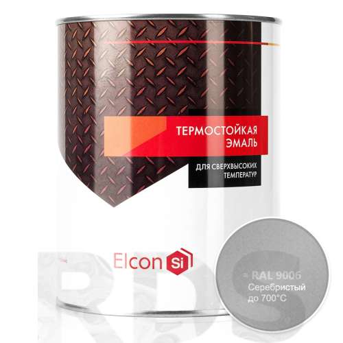 Эмаль термостойкая ELCON 700С, серебристая 0,8кг