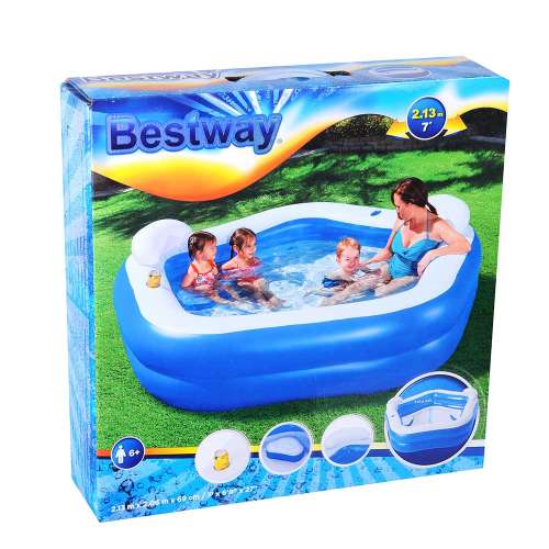 Бассейн надувной 213х207х69см 575л с сиденьями и подголов. от 6 лет Bestway 54153